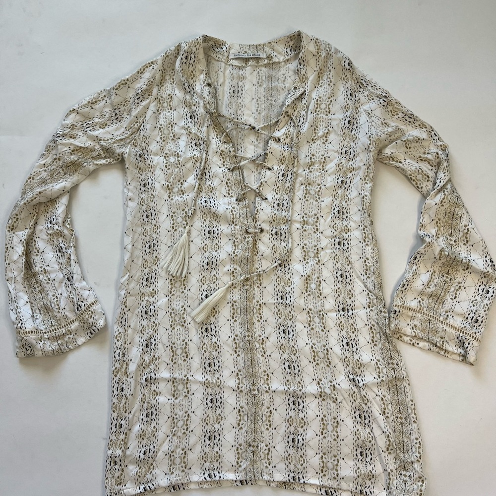 Faithfull The Brand Roman Dress Oasis Print Tie Small Beach Bohemian Coverup - Picture 2 of 7